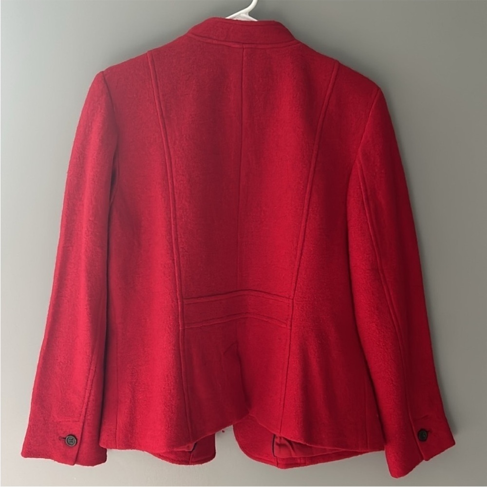 Talbots Red Blazer with Textured Fabric and Collarless Design - Picture 5 of 7